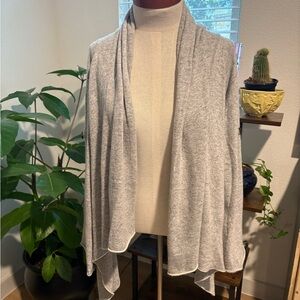 Banana Republic Luxury Cashmere Light Gray Open-Front Draped Knit Cardigan